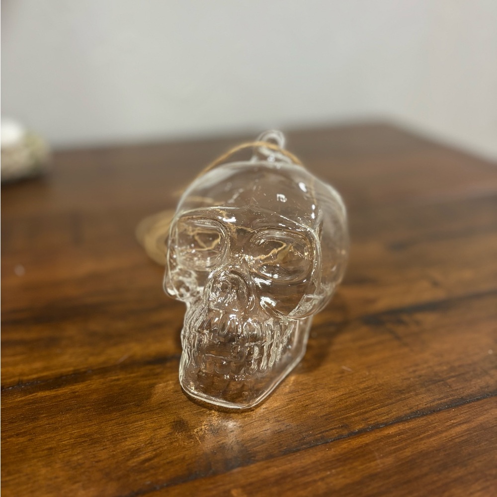 Small Glass Skull Hanging Ornament, Terrarium Or Decoration
